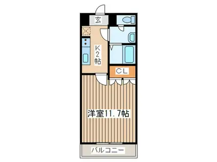 プレサスSII(1K/2階)の間取り写真