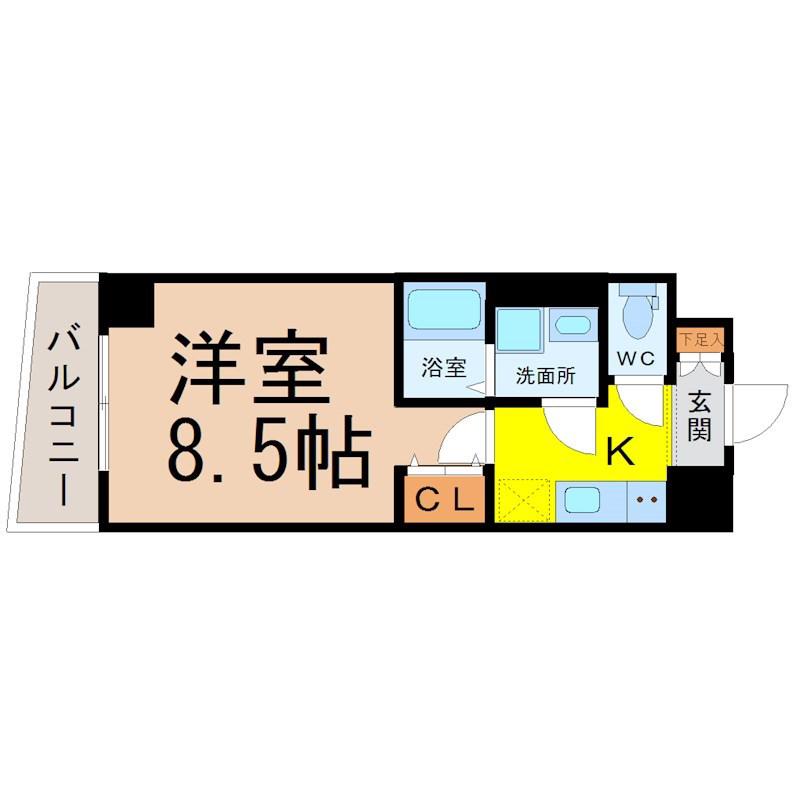 ゲートウェイ尾頭橋(1K/4階)の間取り写真