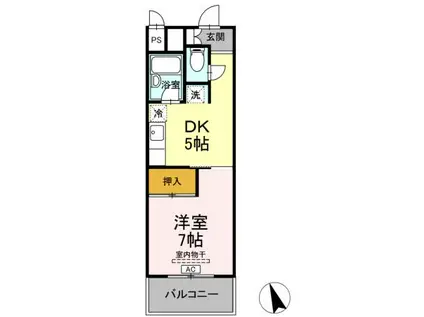 サンラフォーレ花北(1DK/2階)の間取り写真