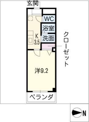 マーレ荘 菰野(1K/2階)の間取り写真