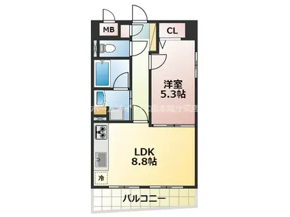 ダイアパレス水前寺第3(1LDK/3階)の間取り写真