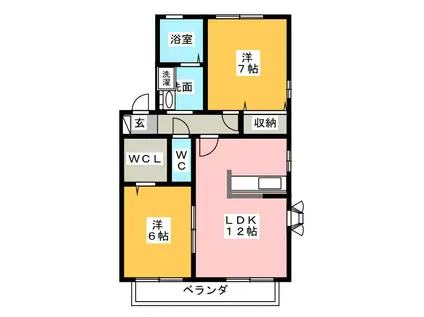 サンピラーA(2LDK/1階)の間取り写真