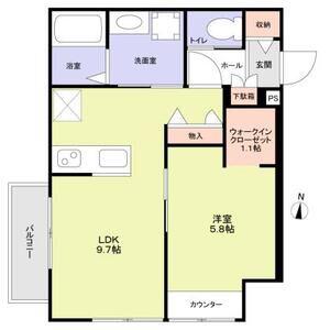 アンソレイユ明大前(1LDK/2階)の間取り写真