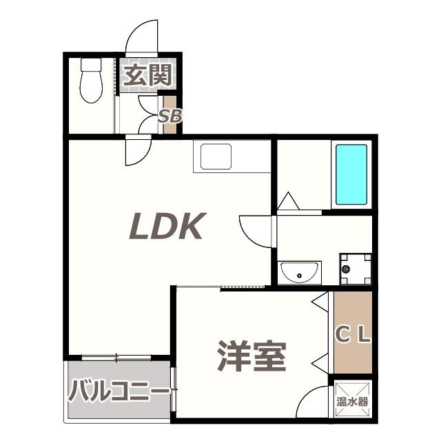 F ASECIA TENO(1LDK/3階)の間取り写真
