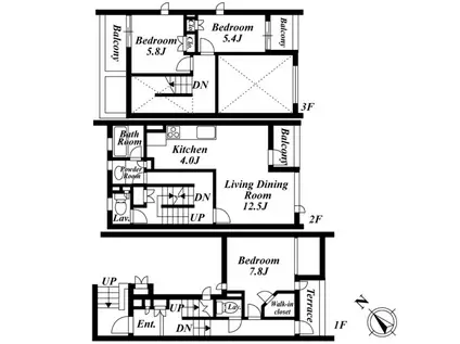 プレミアガーデン本郷S(3LDK/1階)の間取り写真