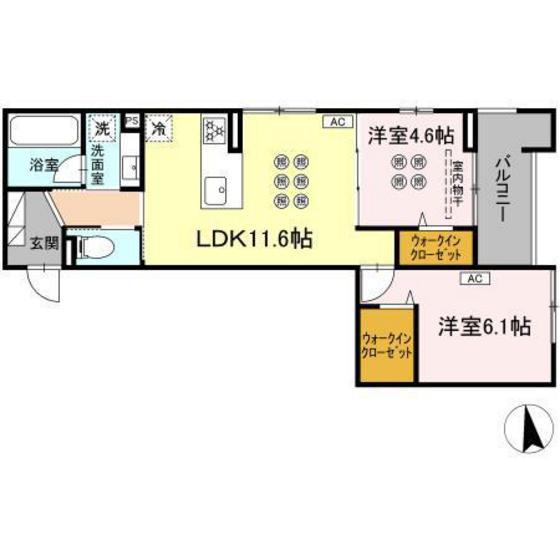 D-ROOM VILLA(2LDK/2階)の間取り写真