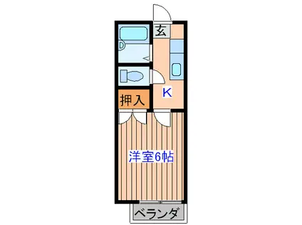 JR東北本線 太子堂駅 徒歩5分 2階建 築37年(1K/1階)の間取り写真