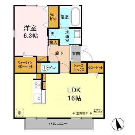 フレマリールS(1LDK/1階)の間取り写真