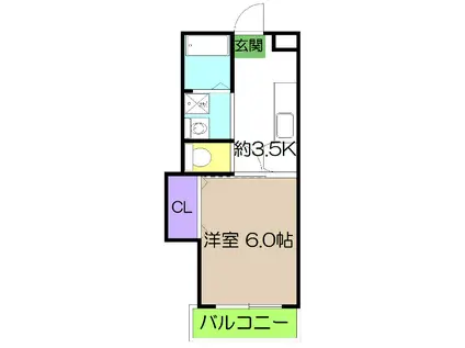 CABANA HOUSE(1K/2階)の間取り写真