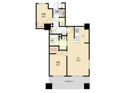 HF銀座レジデンスイースト(2LDK/13階)の間取り写真