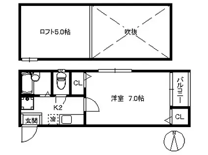 ポラリス室見(1K/1階)の間取り写真