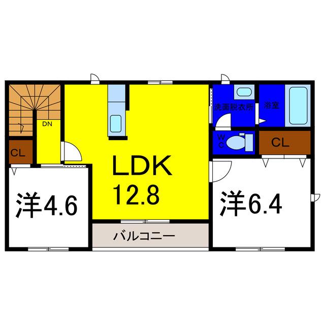 シャーメゾン ジェルメ B棟(2LDK/2階)の間取り写真