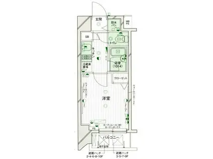 パークウェル早稲田弐番館(1K/3階)の間取り写真