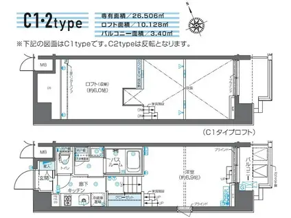 ZOOM芝浦(1K/7階)の間取り写真