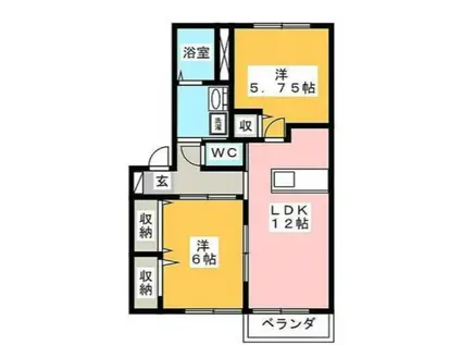 サン・クレバリーB棟 203(2LDK/2階)の間取り写真