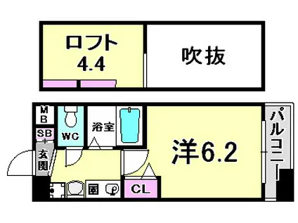 エステムコート三宮イーストポルトマーレ(1K/6階)の間取り写真