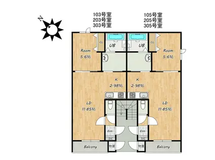 PARK CUBE(1LDK/1階)の間取り写真