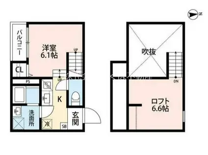 T.A坪井5丁目B棟(ワンルーム/1階)の間取り写真