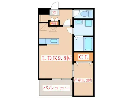 SUN BLUE A棟(1LDK/1階)の間取り写真