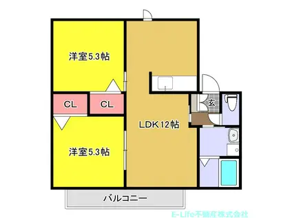 パークシーズンズ花立(2LDK/2階)の間取り写真