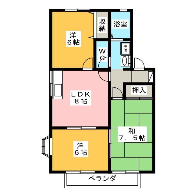 ランセ・ハイカムール(3DK/2階)の間取り写真