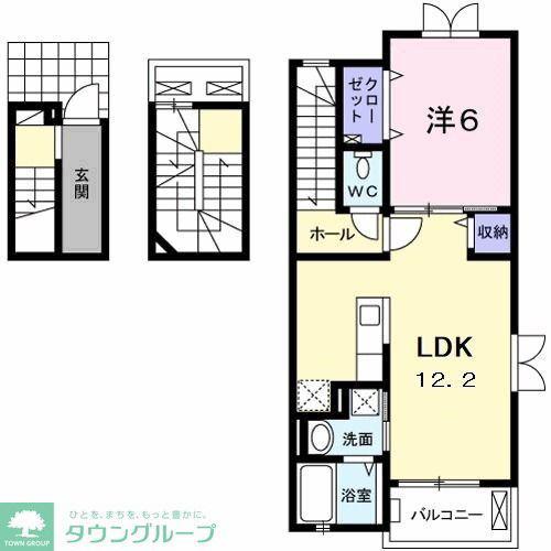 BLEU・CIEL(1LDK/3階)の間取り写真