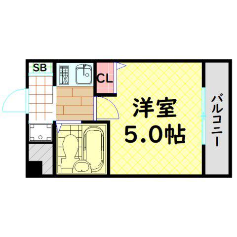中央通みかさ(1K/2階)の間取り写真