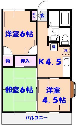 ライトコート国府台III(3K/2階)の間取り写真