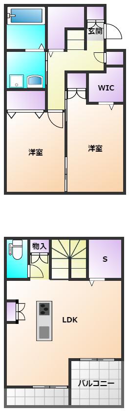 オハナタウン(2LDK/1階)の間取り写真