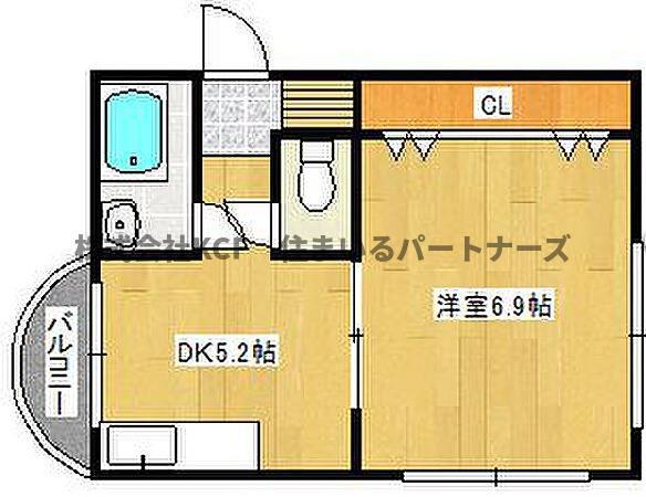 アーバンスター(1DK/2階)の間取り写真