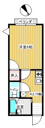 佐貫ルビーハイムI(1K/1階)の間取り写真