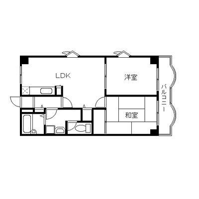 フォルチューナ芦屋(2LDK/2階)の間取り写真