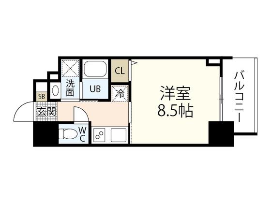 CASSIA河原町平和大通(1K/7階)の間取り写真