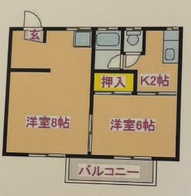 ベルハイツ(2K/1階)の間取り写真