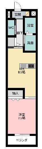 ル・リオン半田山(1LDK/2階)の間取り写真