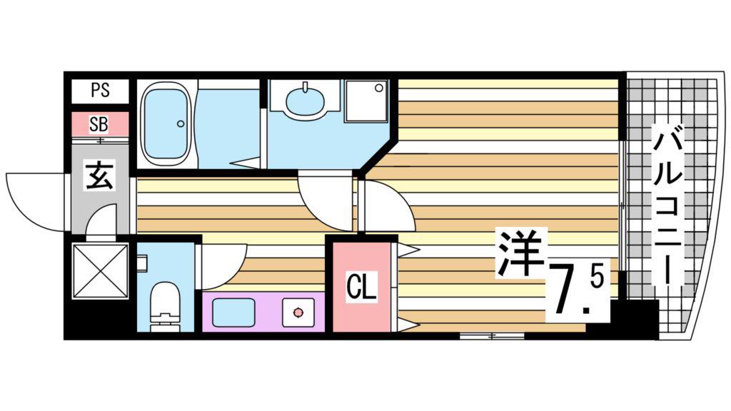 アスヴェル神戸元町(1K/8階)の間取り写真