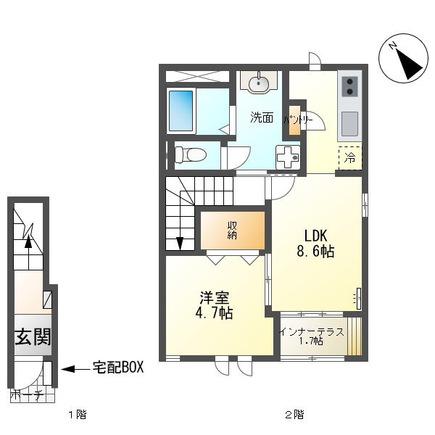 PORTO CASA(1LDK/2階)の間取り写真