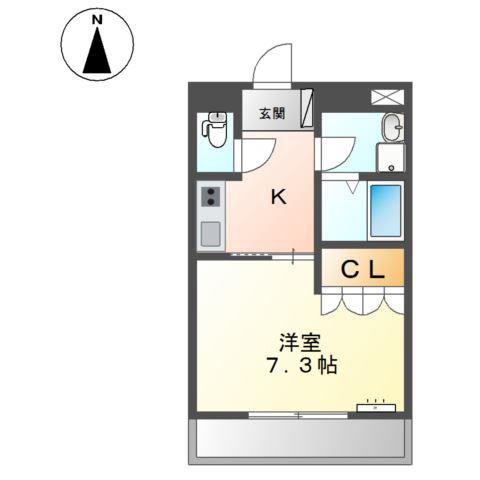 フルールYRII(1K/2階)の間取り写真