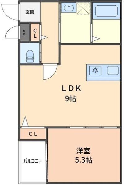 クレスト高安(1LDK/2階)の間取り写真