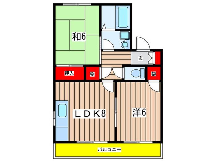 コリーナ日吉(2LDK/1階)の間取り写真