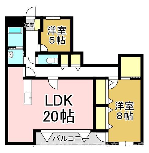 プレアール感田(2LDK/3階)の間取り写真