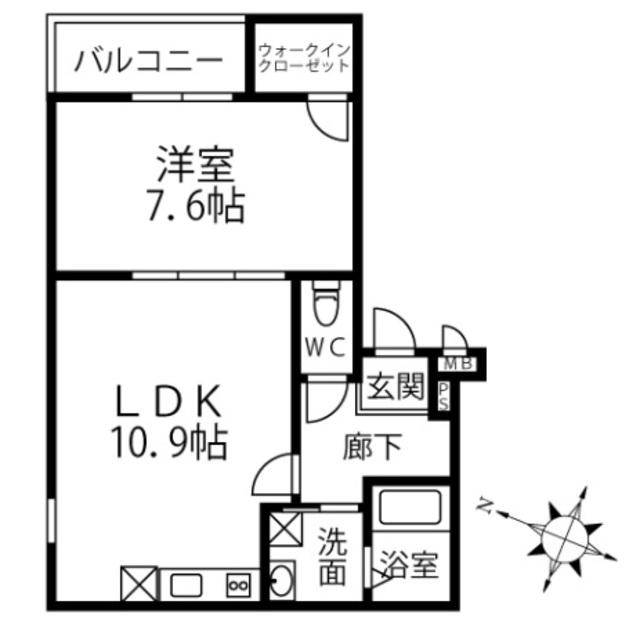 MAISON DEUXIEME メゾンドゥジエム(1LDK/3階)の間取り写真