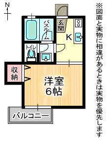 1373倶楽部(1K/1階)の間取り写真