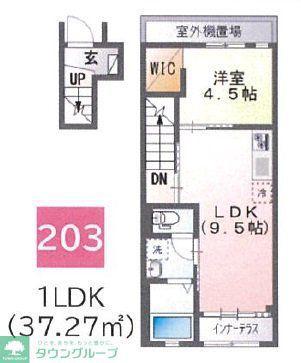 THE BASE 神明(1DK/2階)の間取り写真