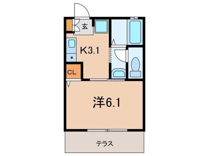 ディアス灘北通(1K/1階)の間取り写真