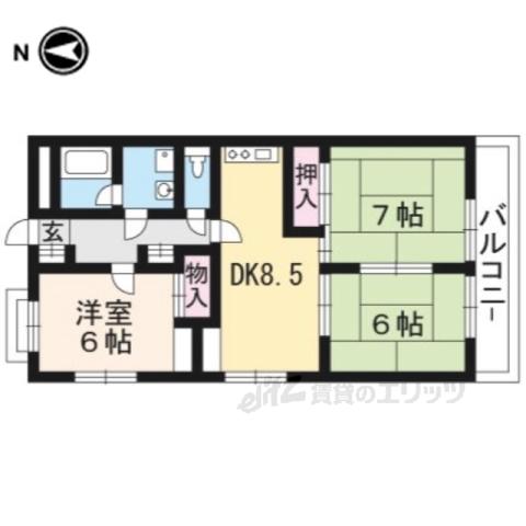 レジデンス玄以(3DK/3階)の間取り写真
