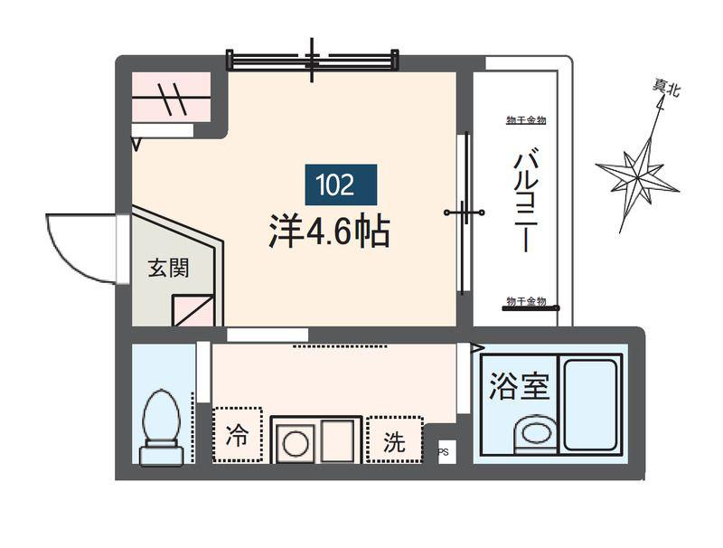 メルディア白楽(1K/1階)の間取り写真