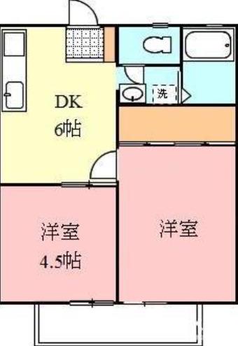 パナハイツ田岡 檀紙(2DK/2階)の間取り写真