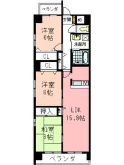 リブラ鶴羽(3LDK/3階)の間取り写真