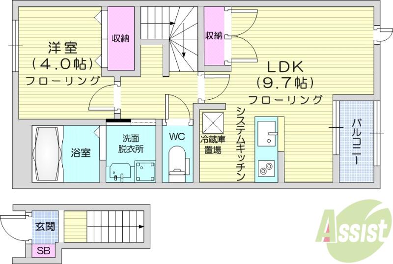 ティーフォレスト2(1LDK/2階)の間取り写真